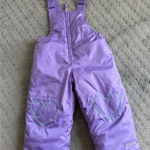 Purple Ski Bib Kids size 2T with Heart Design